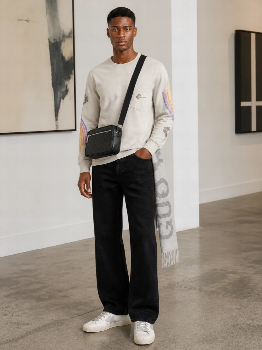 Golden goose tee black jeans gucci crossbody