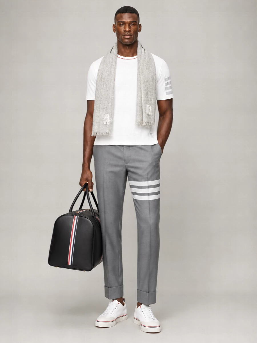 Thom Browne Cotton Ribbed Crew Neck Short Sleeve T-Shirt