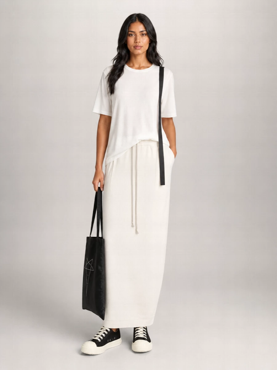Rick Owens Drkshdw Cotton Maxi Straight Skirt