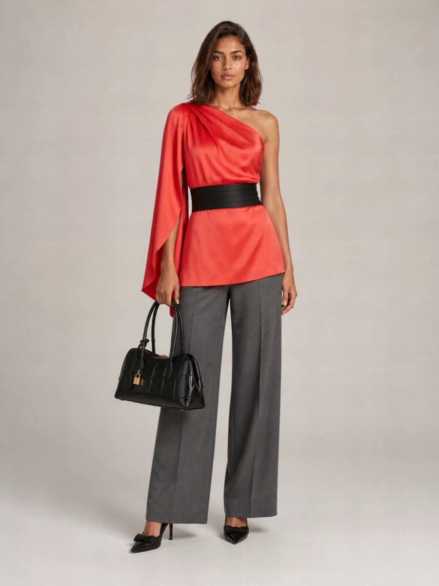 Stella Mccartney Satin One-Shoulder Mini Dress