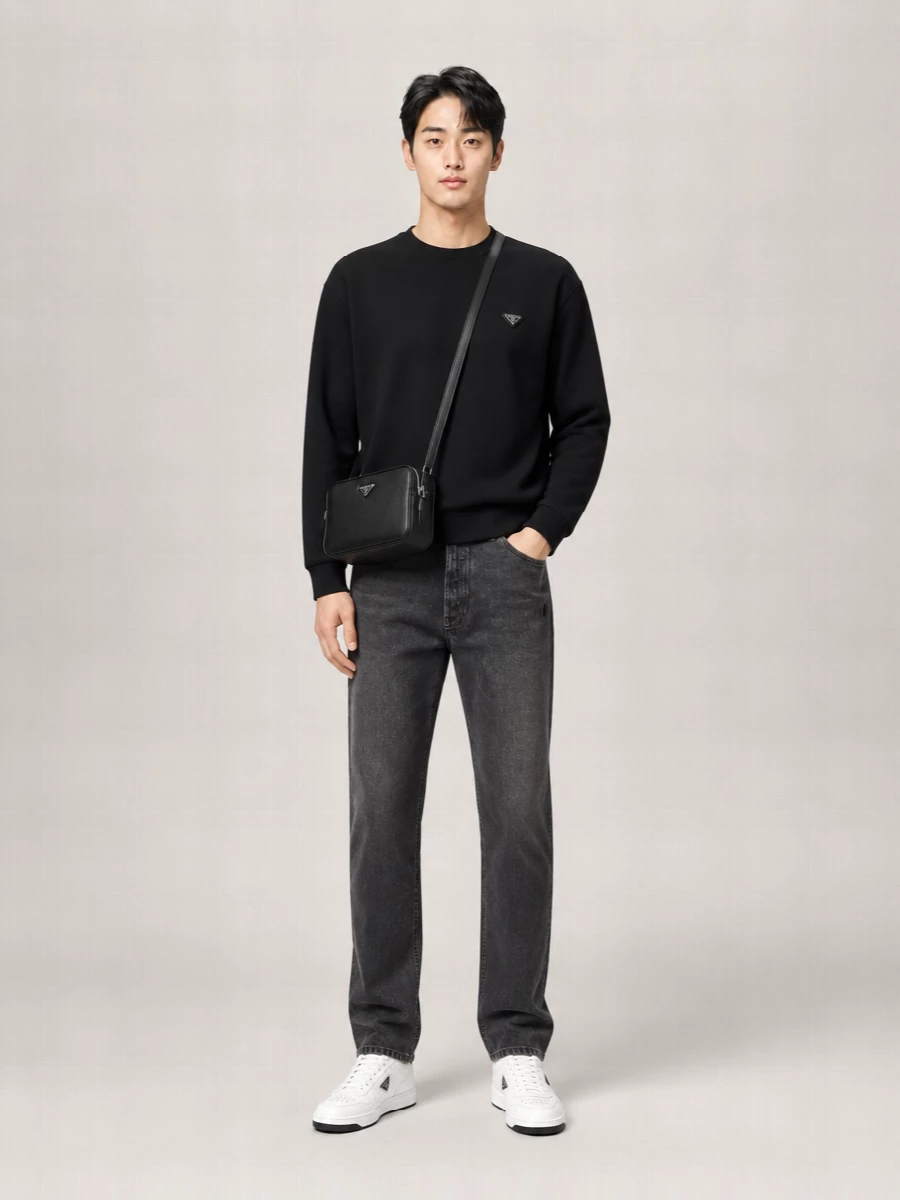 Prada Calf Leather Downtown Low-Top Sneakers