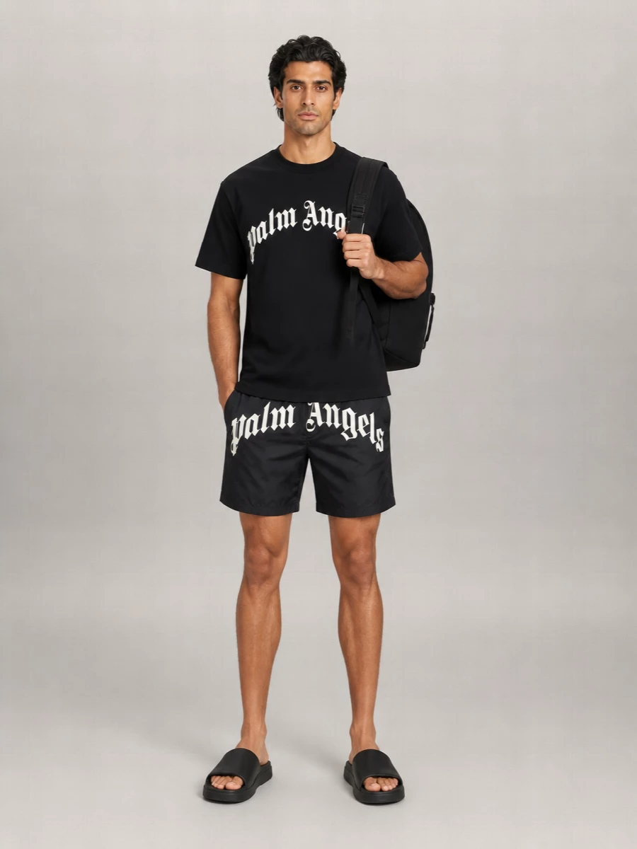 Palm Angels Logo-Print Swim Shorts