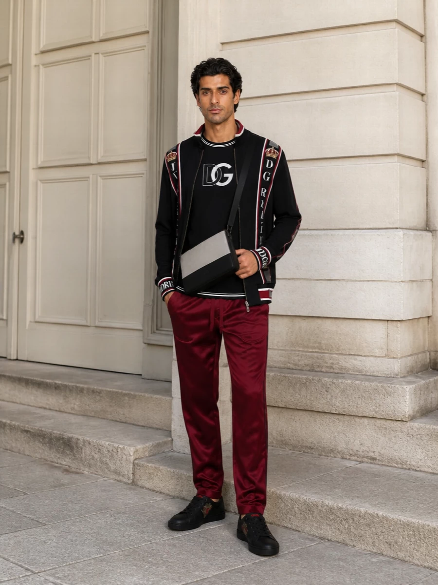 Dolce gabbana mens black track jacket outfit