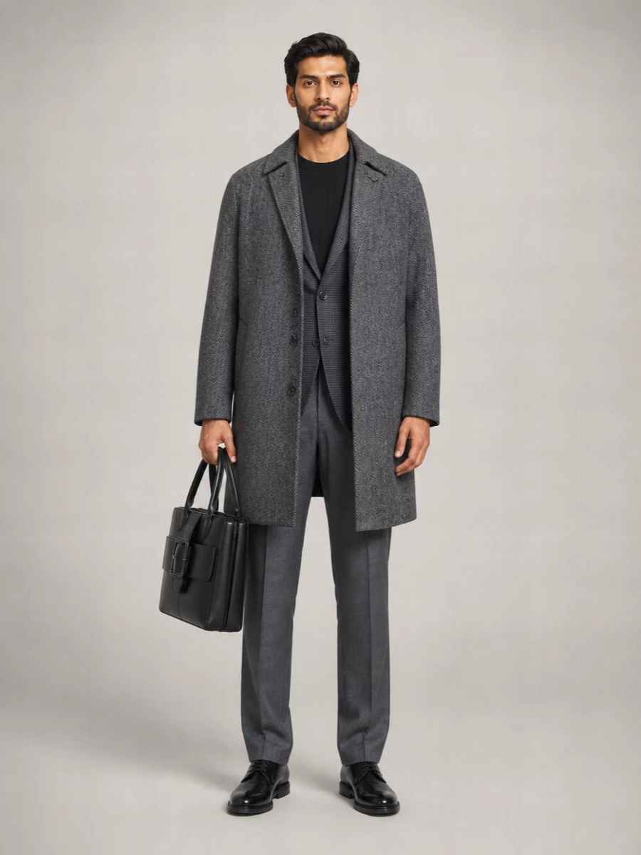 Lardini Wool Single Breasted Coat
