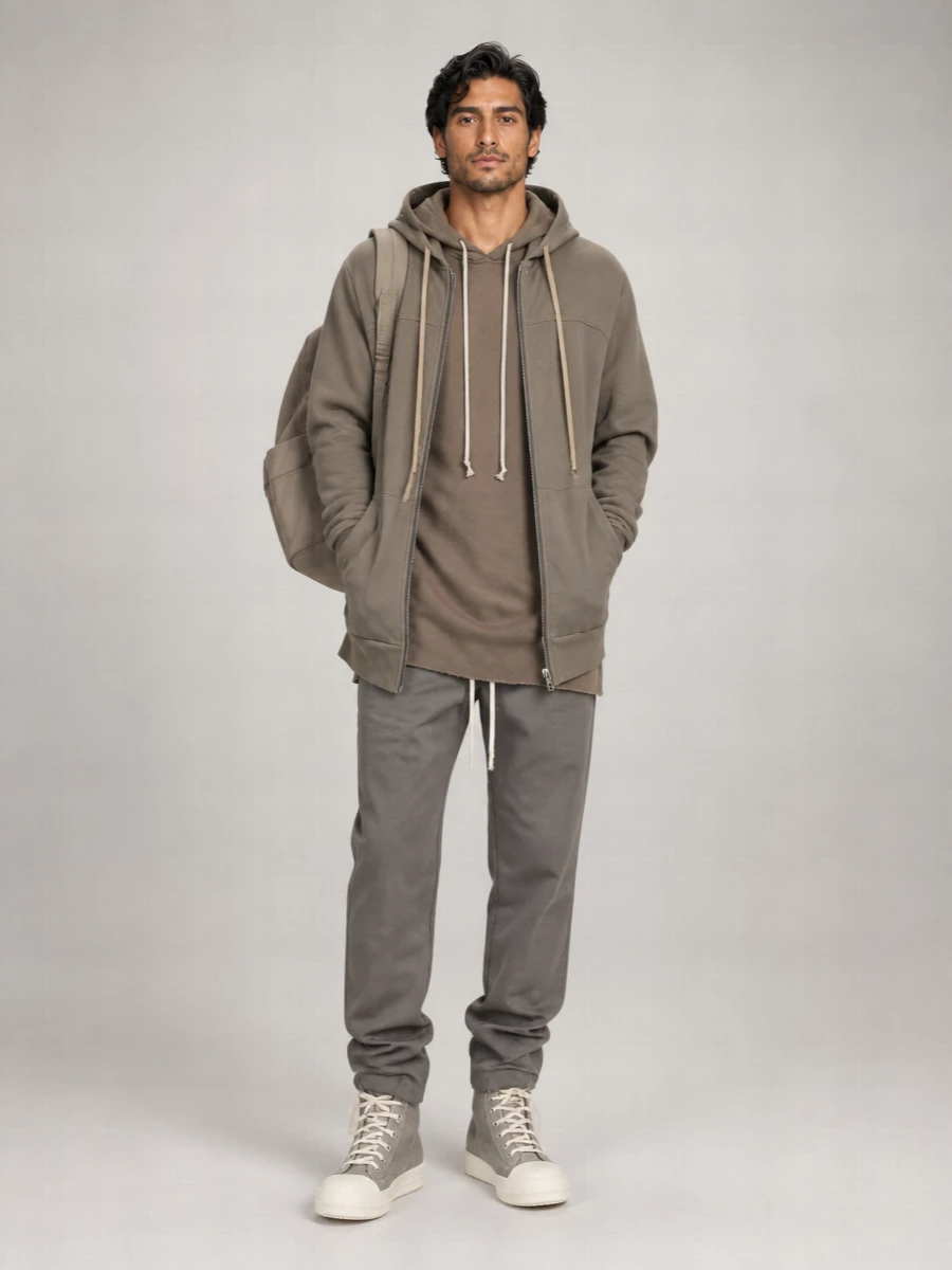 Rick Owens Cotton Hooded Zip Jacket