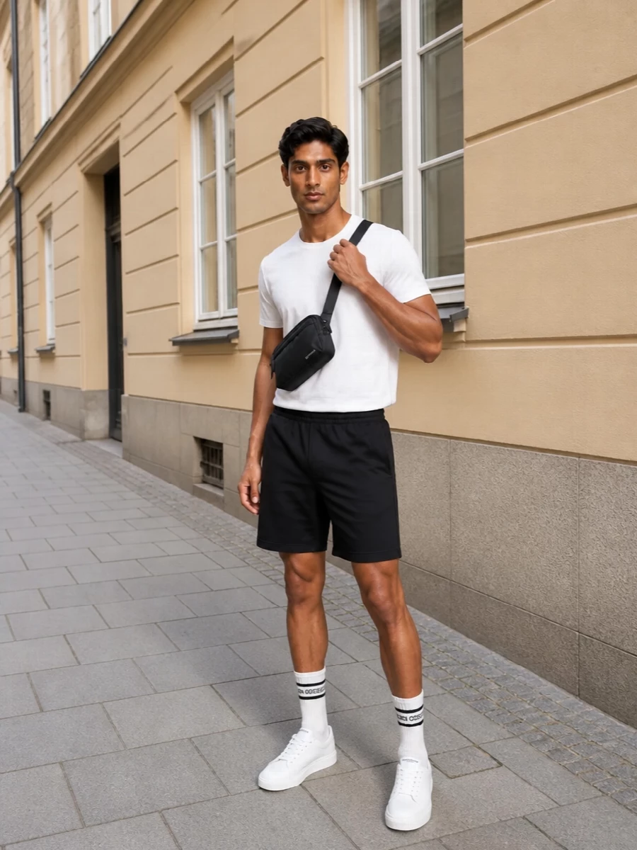 Givenchy white tee black shorts sneakers