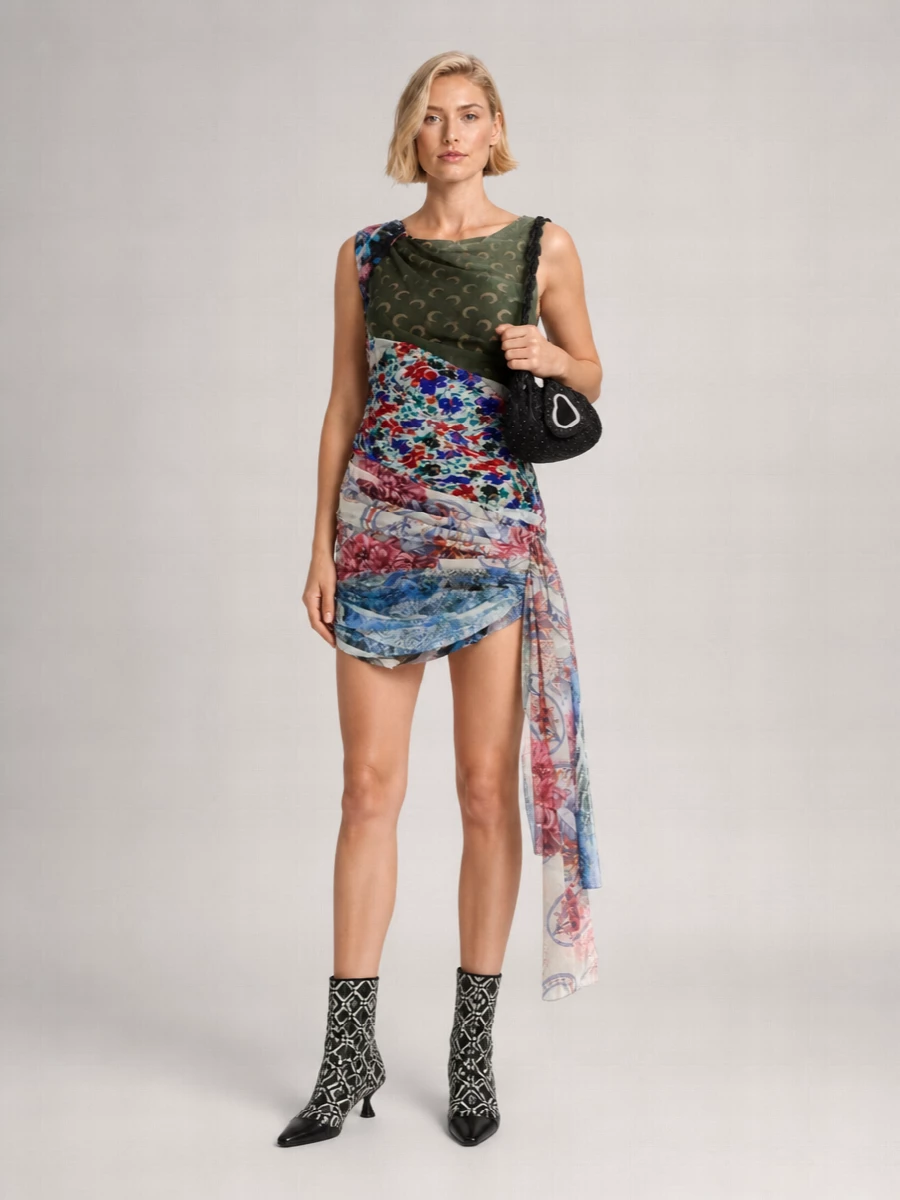Marine Serre Printed Stretch Mini Dress