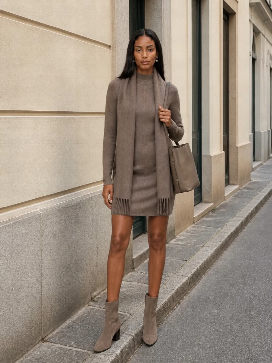 Max mara taupe knit dress margiela ankle boots