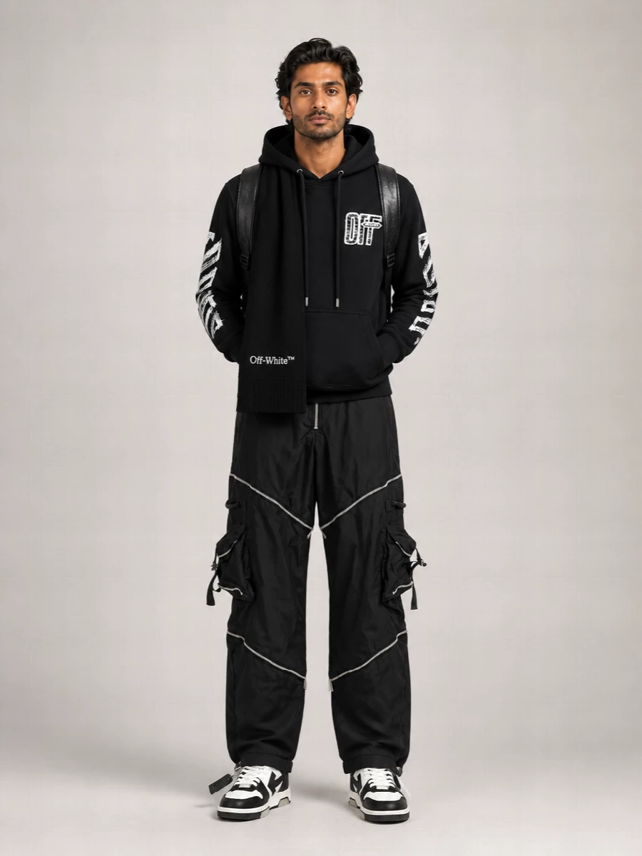 Off-White Cotton Graphic Hoodie