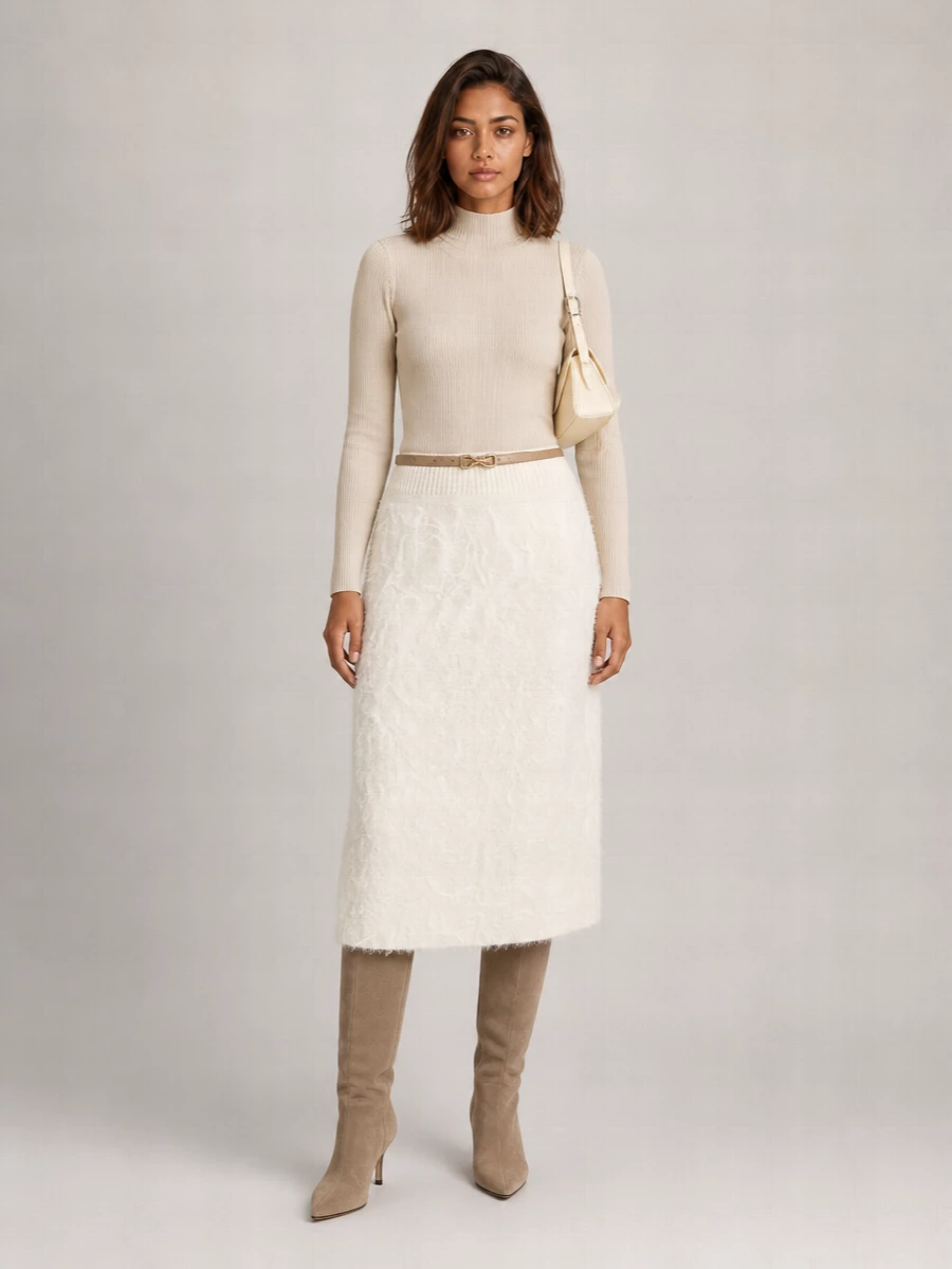 Fabiana Filippi Brushed Midi Fitted Skirt