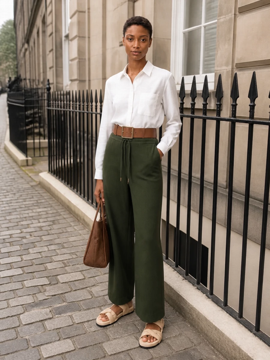 Max mara wide leg trousers white shirt outfit
