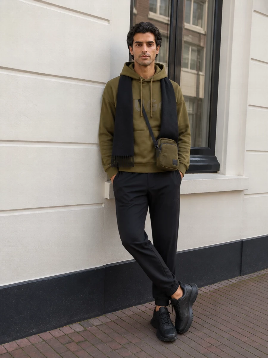 Hugo boss olive hoodie black joggers sneakers