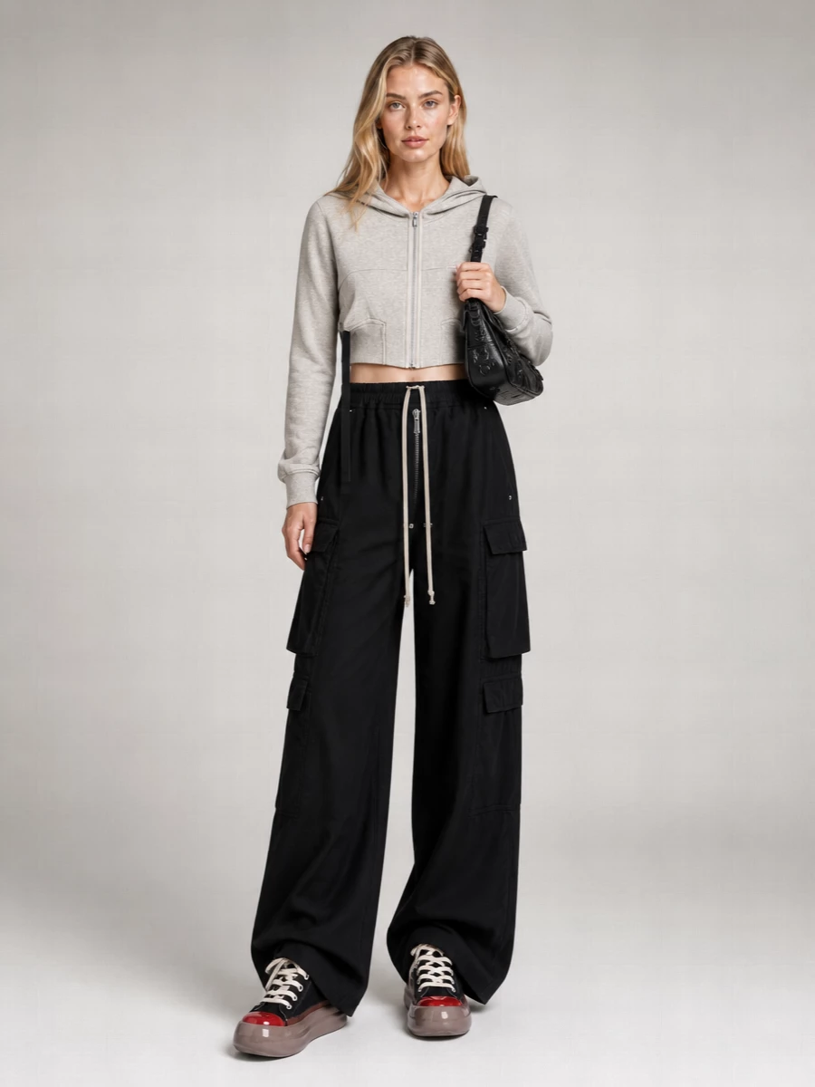 Rick Owens Drkshdw Cotton Wide-Leg Cargo Trousers