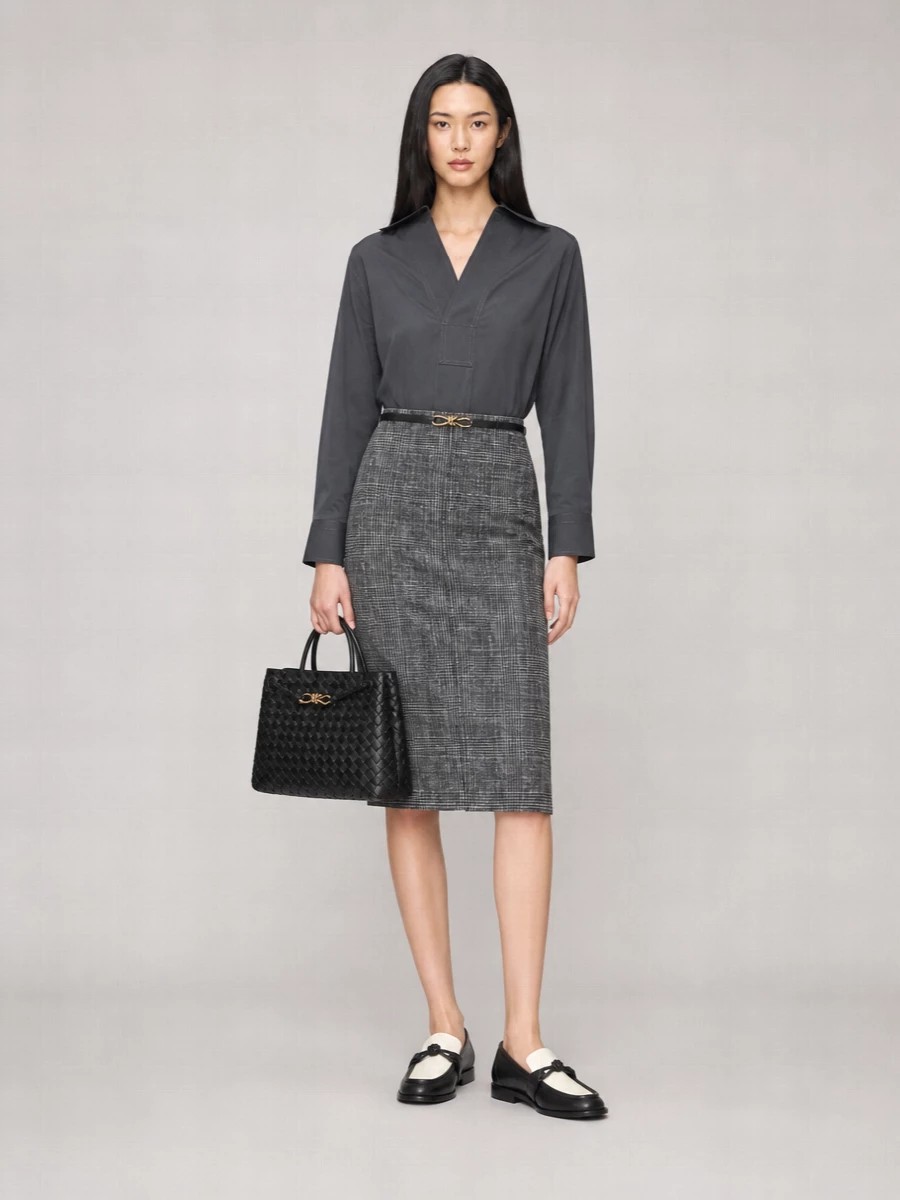 Bottega Veneta Printed Leather Midi Pencil Skirt