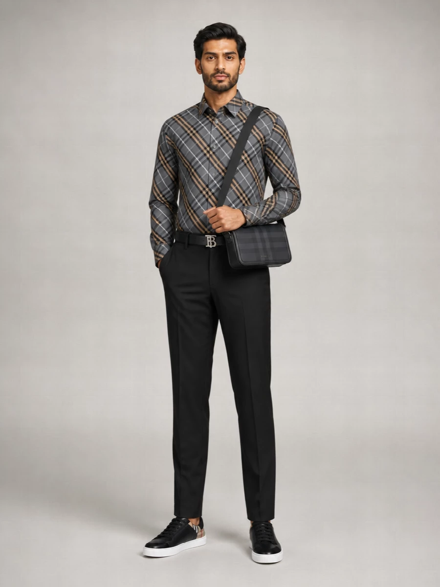 Burberry Checked Cotton Long-Sleeve Shirt