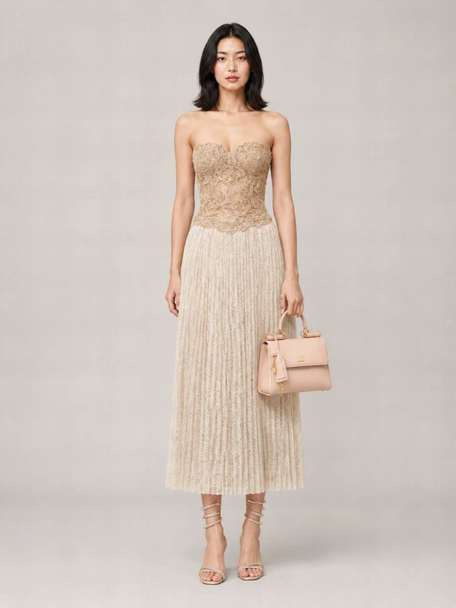 Ermanno Scervino Silk Lace Cropped Bustier Top