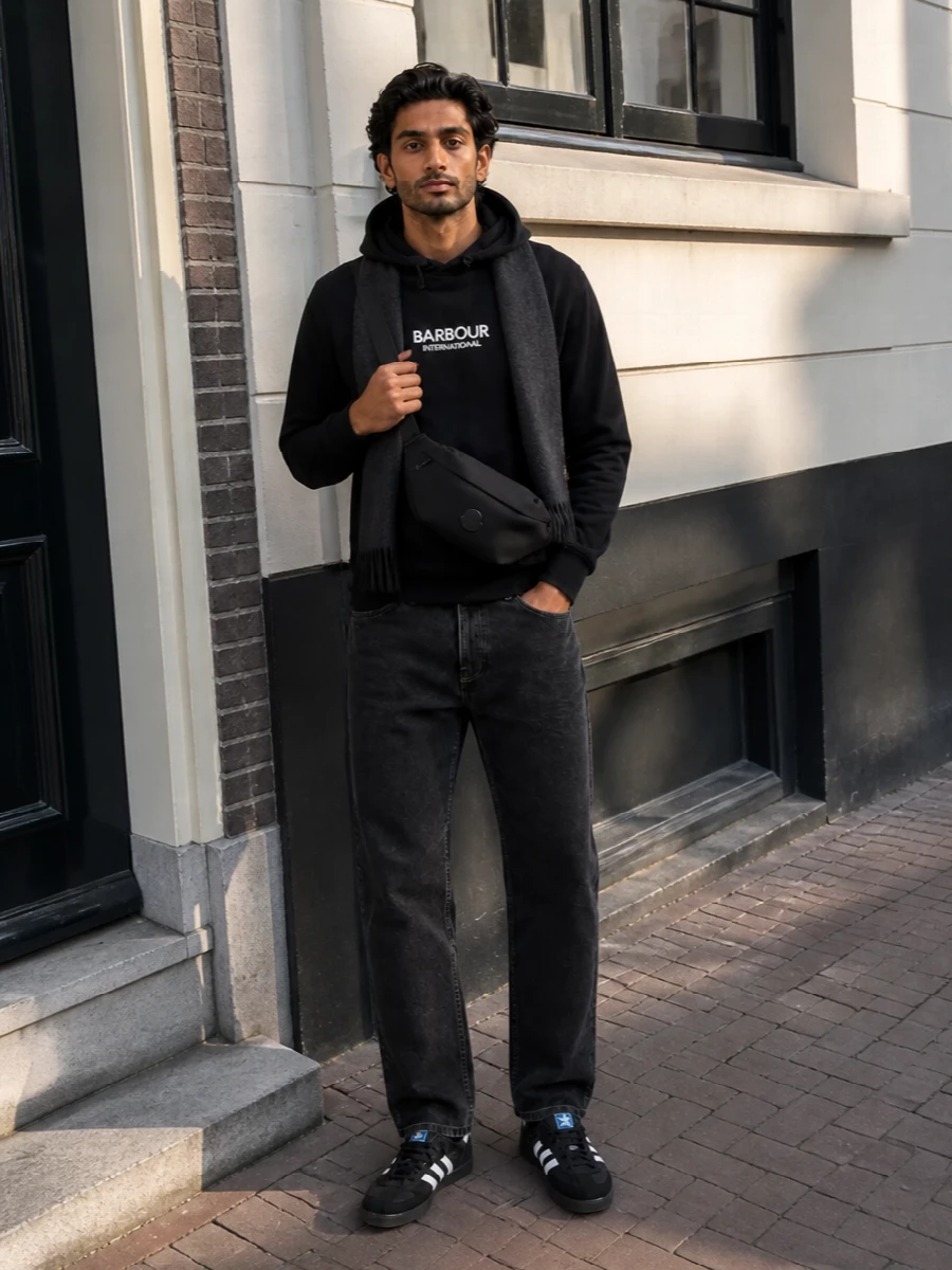 Barbour hoodie carhartt jeans adidas trainers