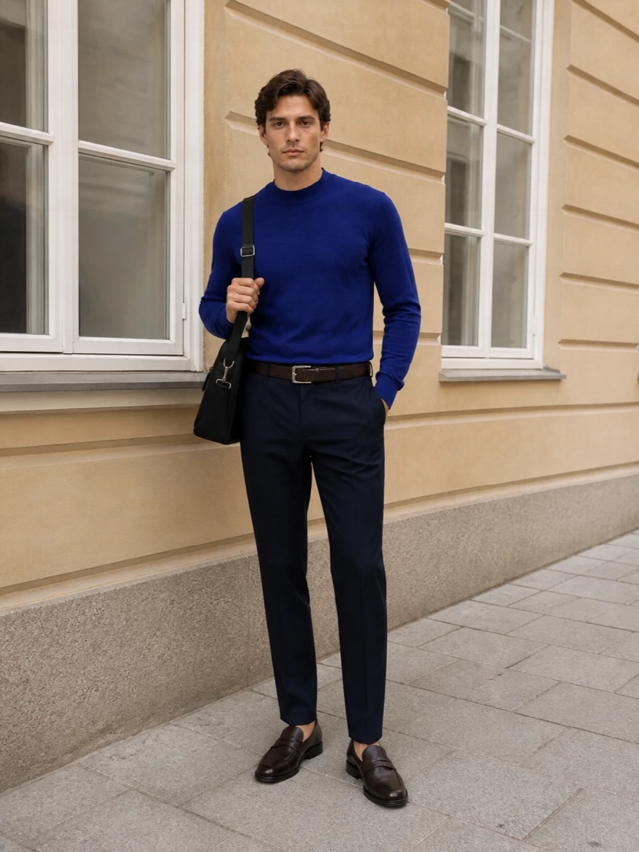 Tagliatore knit pt torino navy trouser outfit