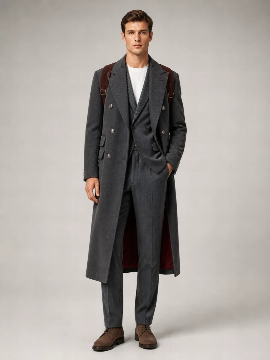 Brunello Cucinelli Ribbed Double-Breasted Cotton Coat