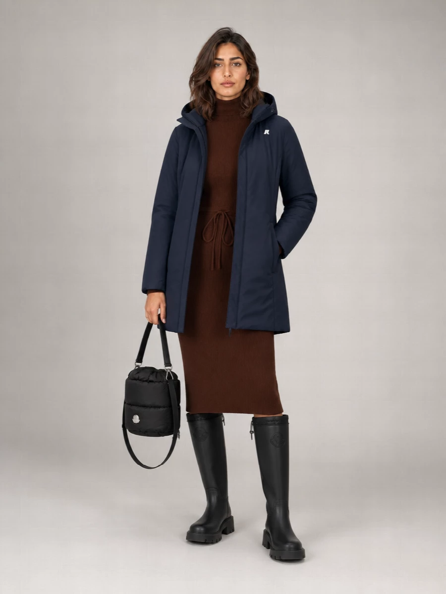 K-Way Hooded Zip-Front Parka Coat