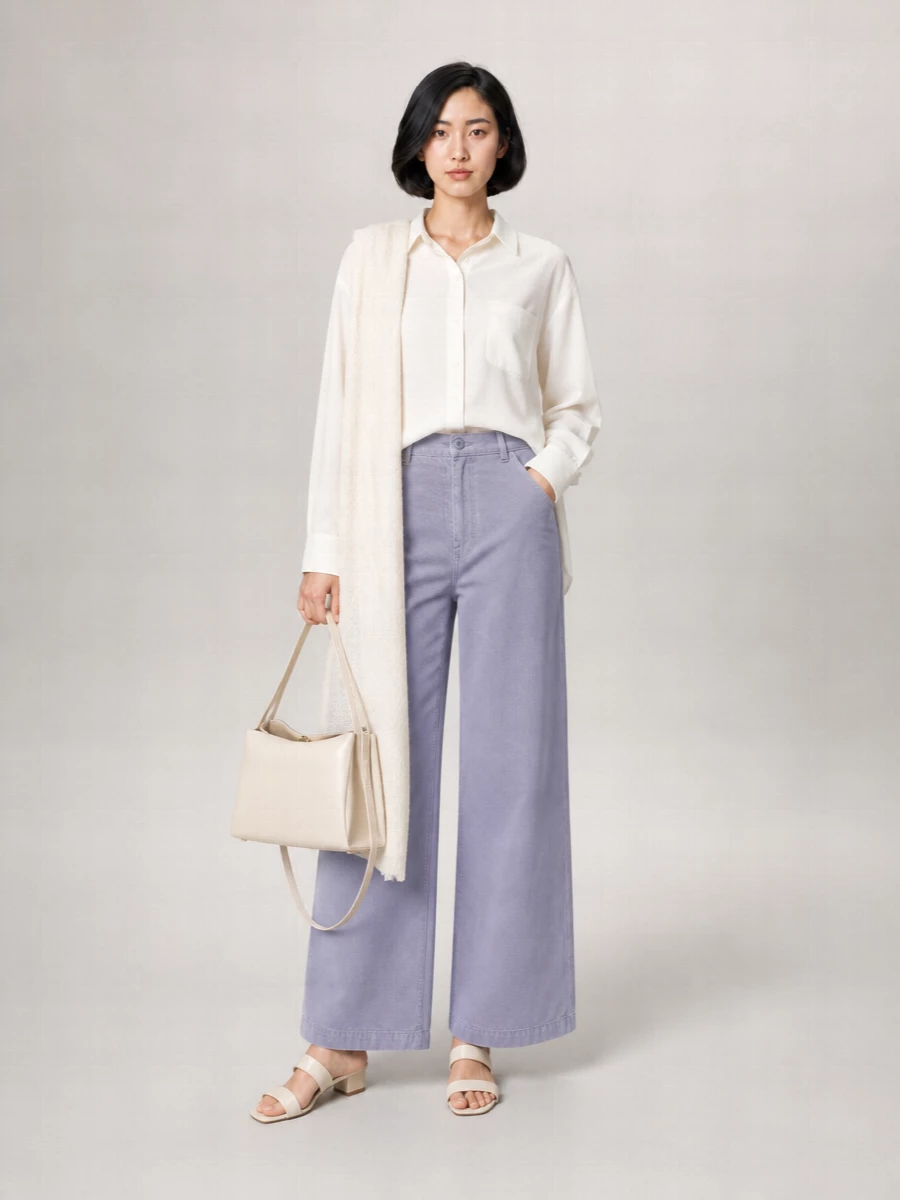Weekend Max Mara Cotton Wide-Leg Mid-Rise Trousers