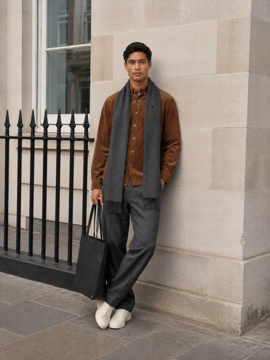 Ami paris corduroy shirt charcoal trousers