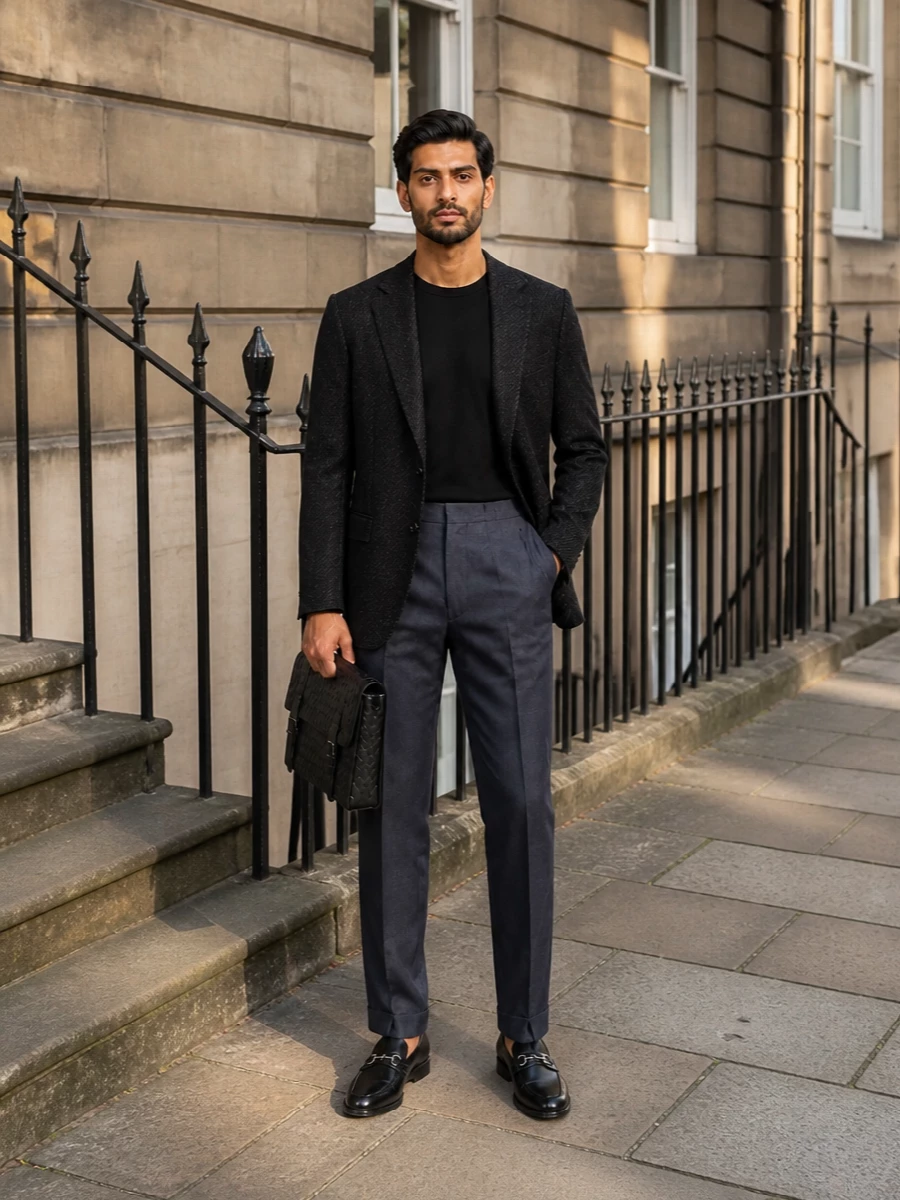Giorgio armani blazer prada trousers gucci loafers