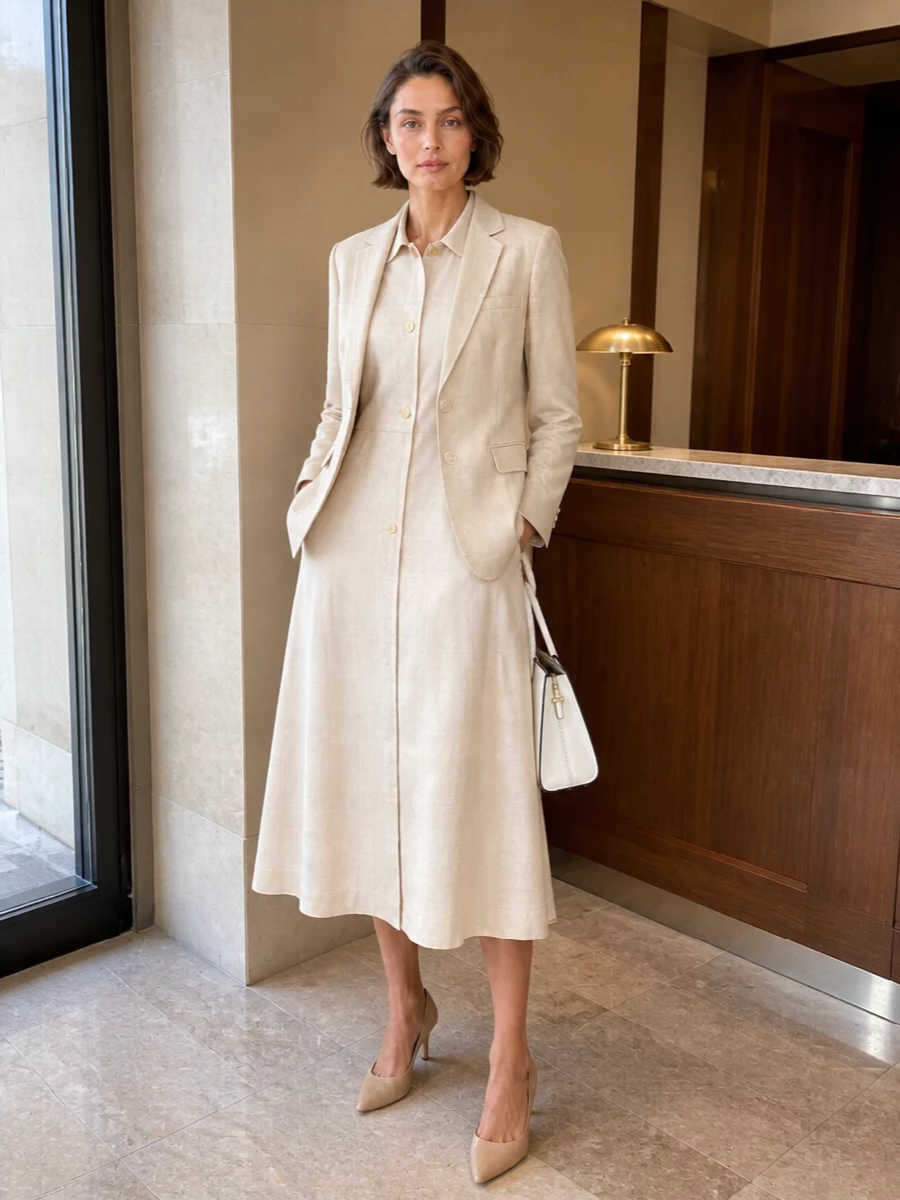 Michael kors blazer s max mara beige midi dress