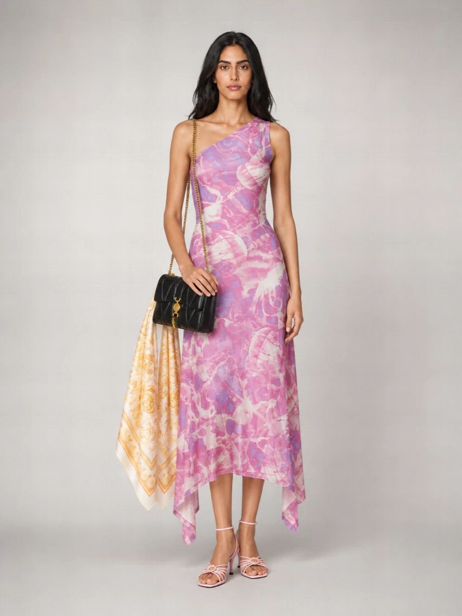 Versace Jeans Couture Sleeveless Printed Midi Dress