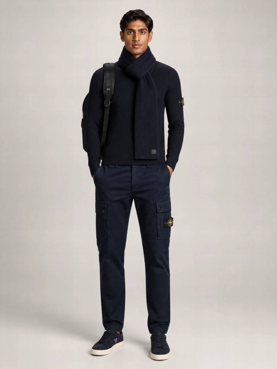 Stone Island Virgin Wool Ribbed Regular-Fit Crewneck Sweater