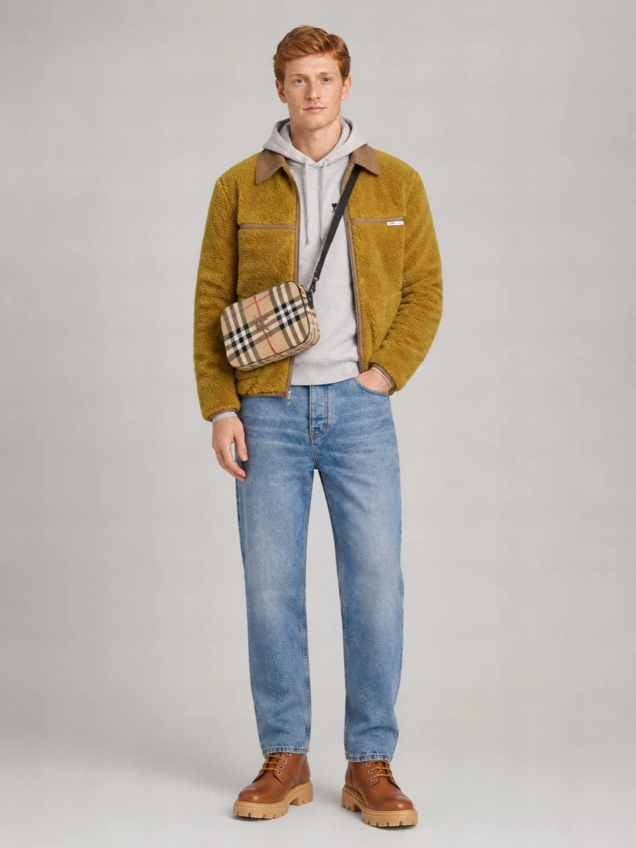 Ami Paris Faux Shearling Bomber Jacket