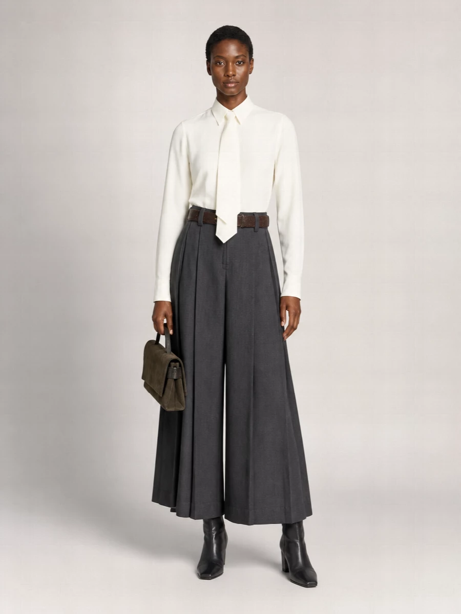 Brunello Cucinelli High-Rise Pleated Wide-Leg Bermuda Shorts