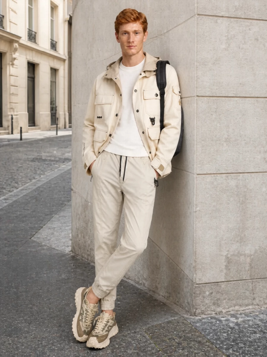Moncler grenoble field jacket outfit joggers