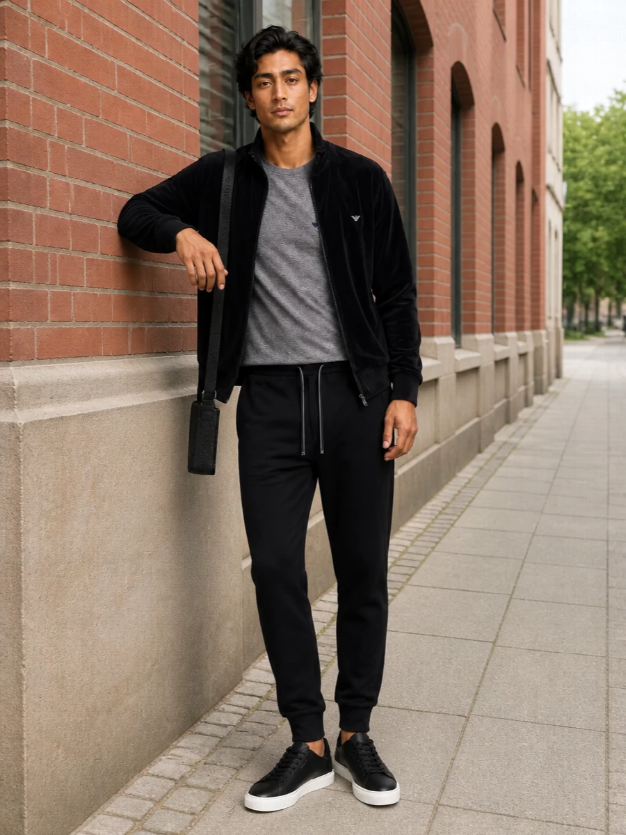 Emporio armani mens velour track jacket outfit