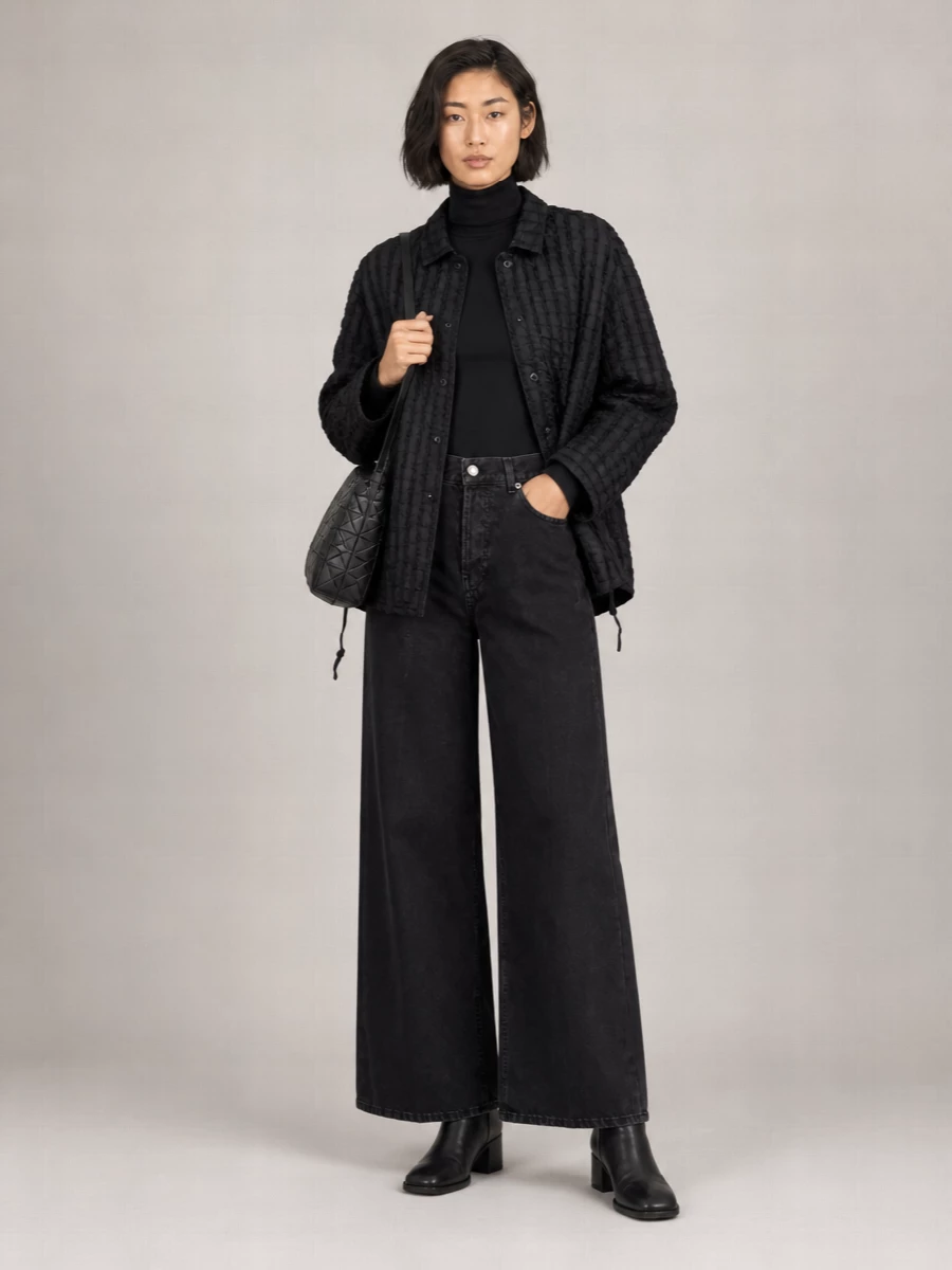Haikure Plaid Long-Sleeve Shirt Jacket