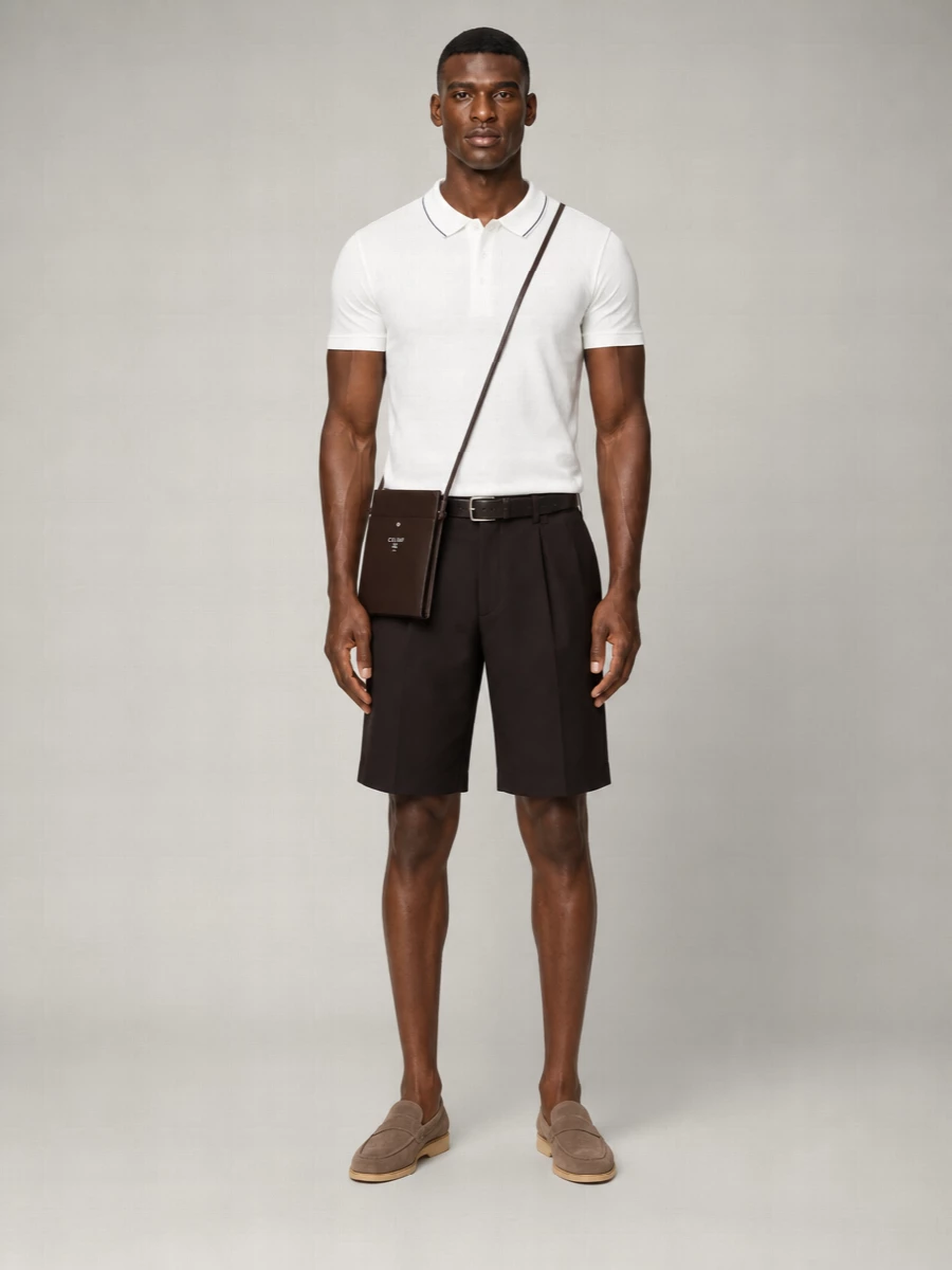 Boss Cotton Pleated Bermuda Shorts