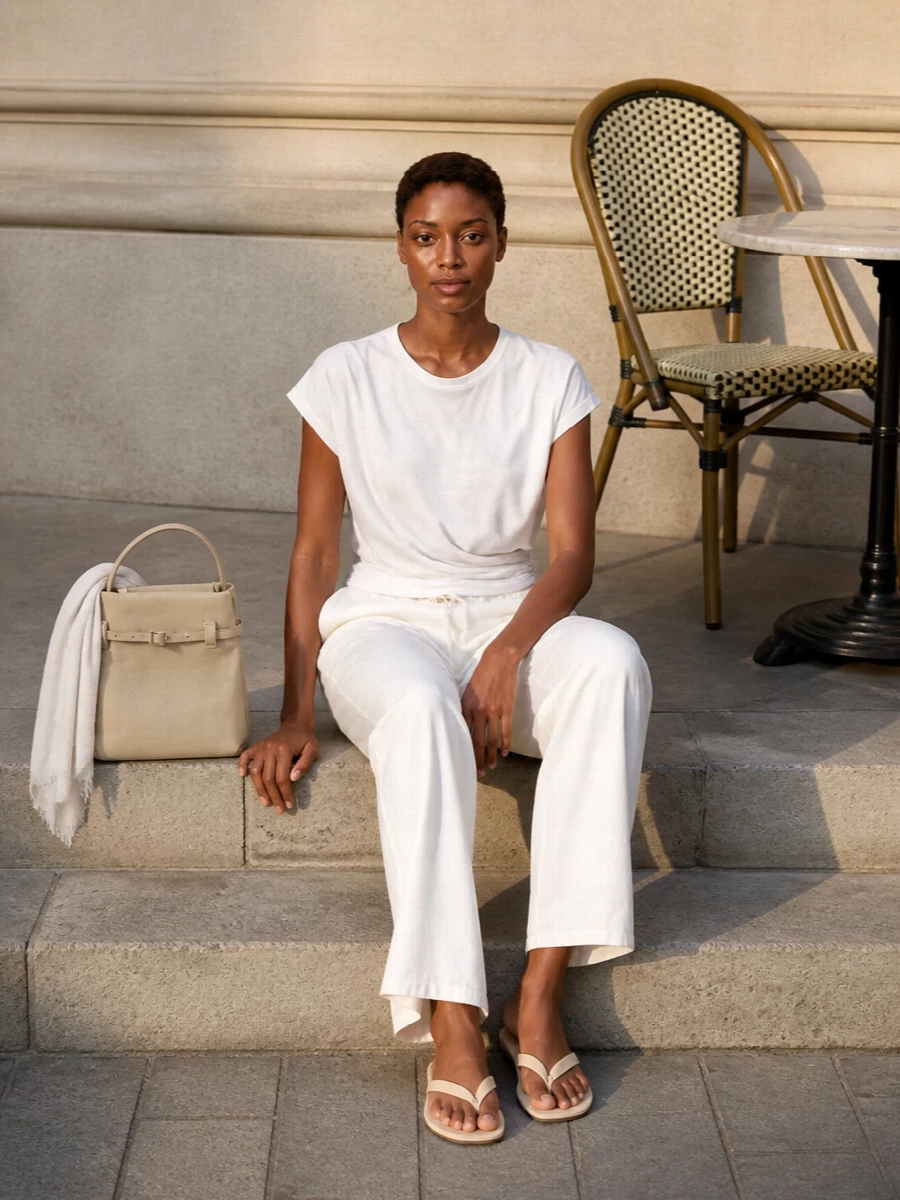 Vince tee victoria beckham ivory trousers outfit