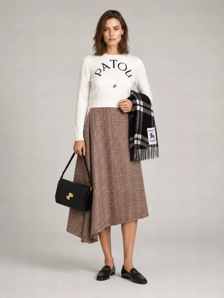 Patou Ribbed Cuff And Hem Knit Crewneck