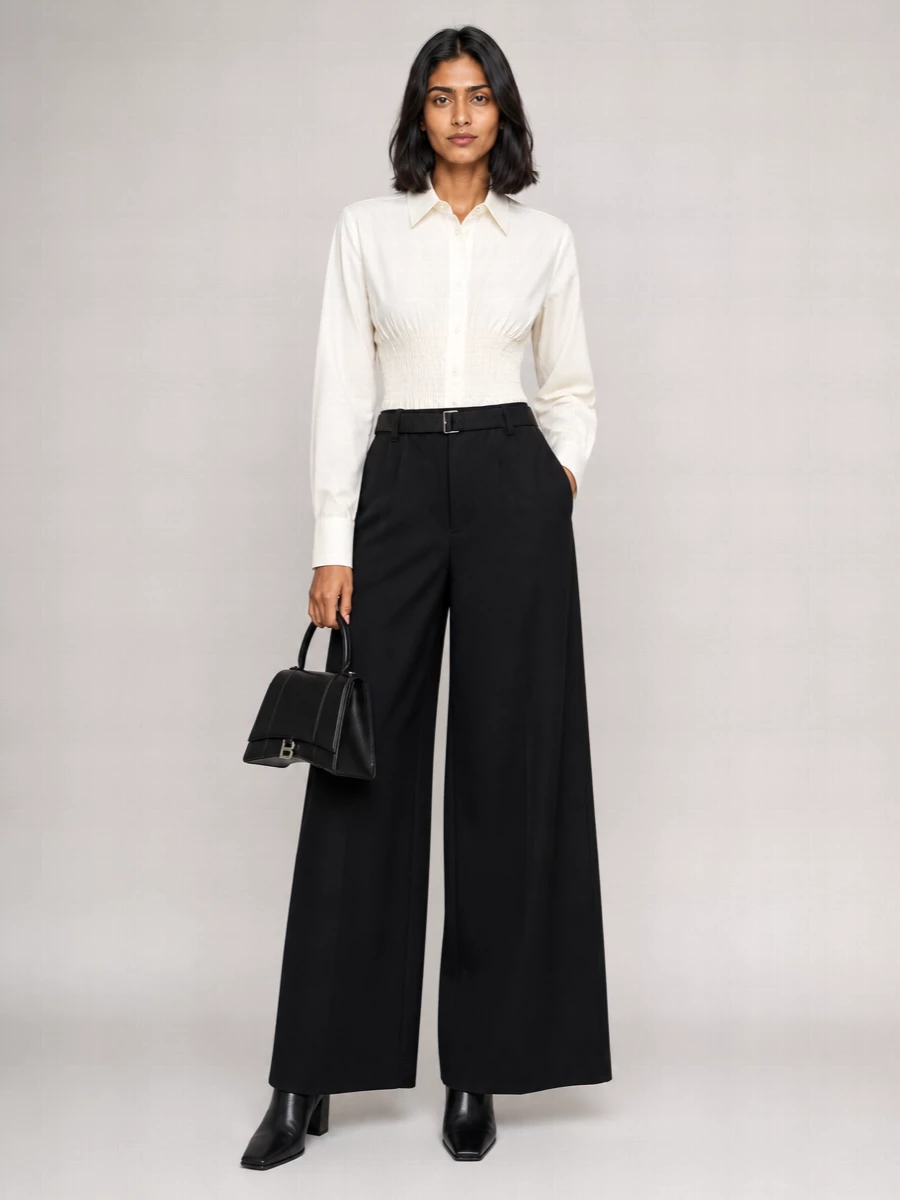 Sacai Wool Wide-Leg Trousers