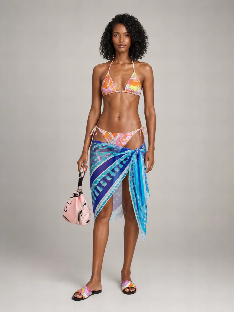 Pucci Orchidee Printed Triangle Bikini Top