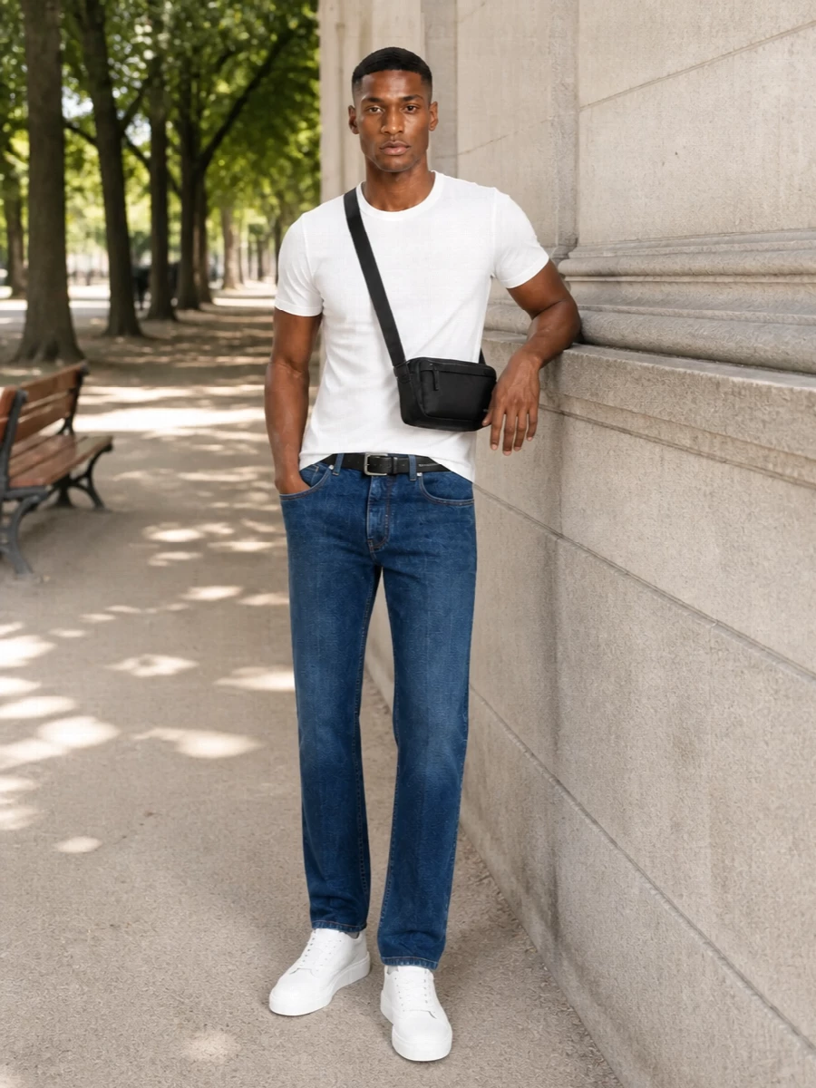 Givenchy jeans white tee white sneakers outfit