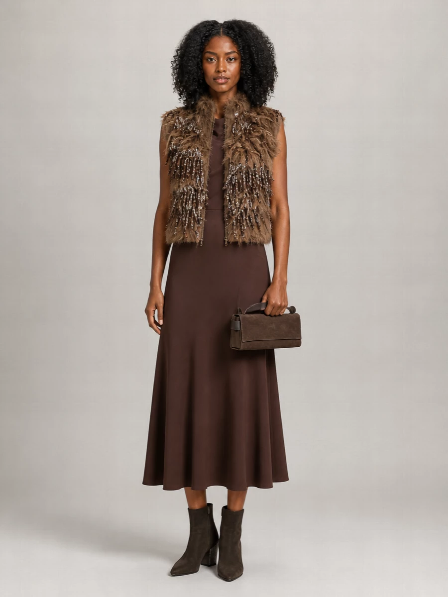 Brunello Cucinelli Mohair-Blend Sleeveless Sequin Zip Cardigan