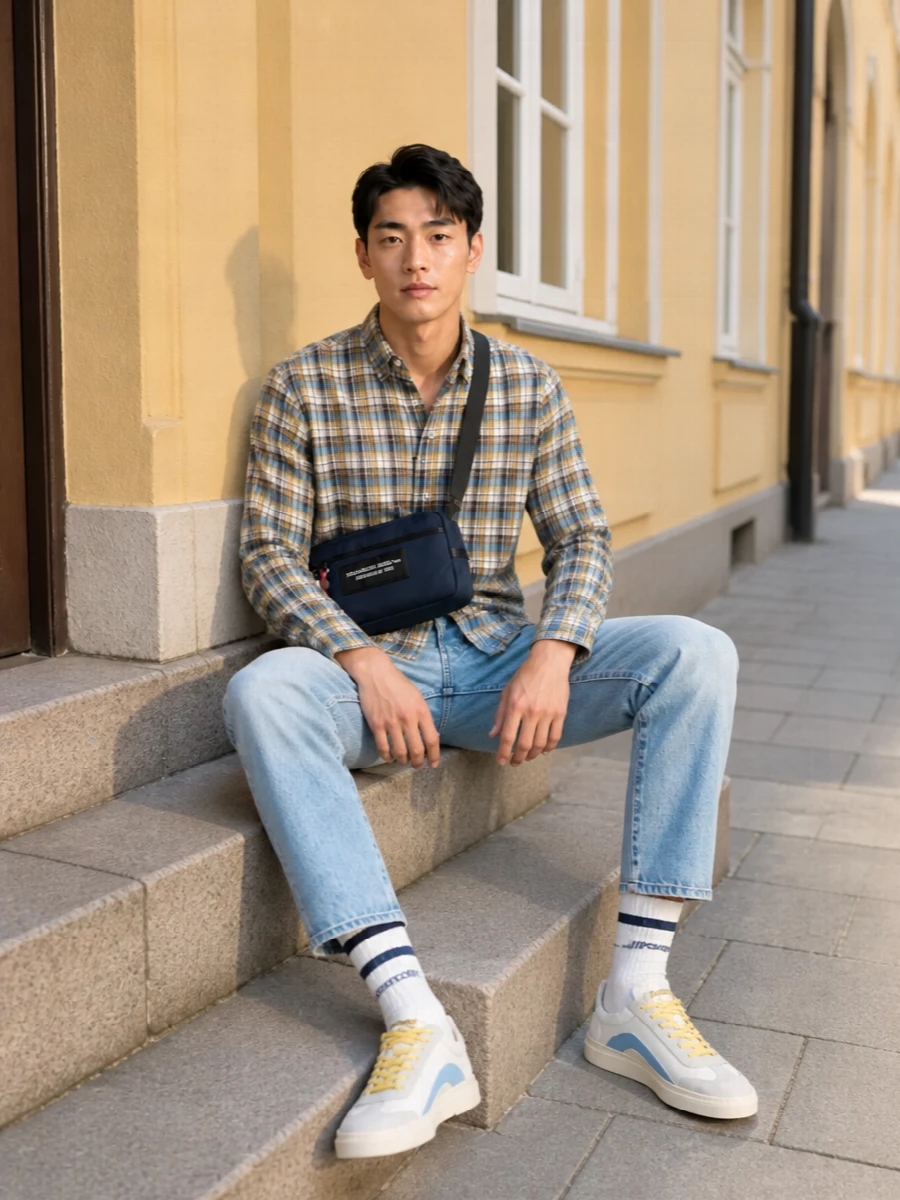 Dsquared2 checked shirt light jeans sneakers