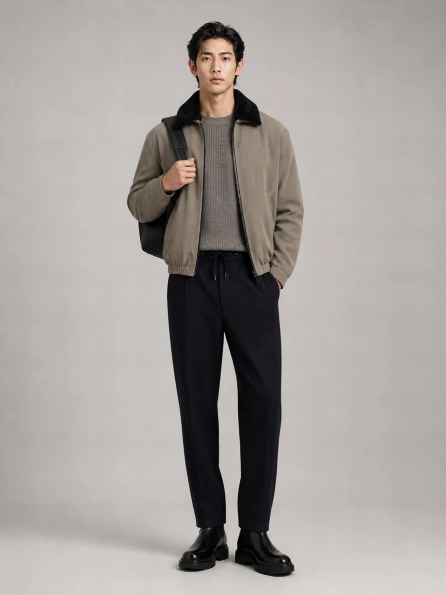 Giorgio Armani Shearling Collar Padded Blouson Jacket