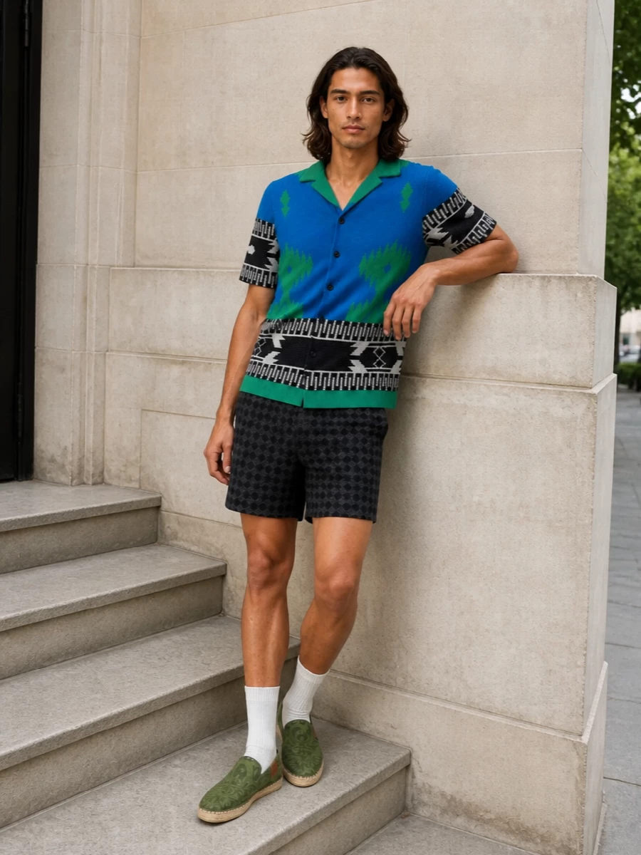 Alanui knit shirt amiri shorts gucci tote