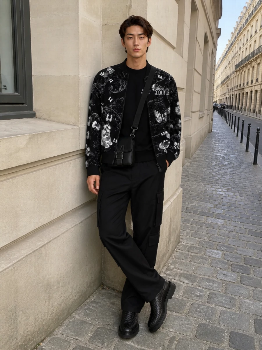 Versace bomber black cargo pants bottega boots