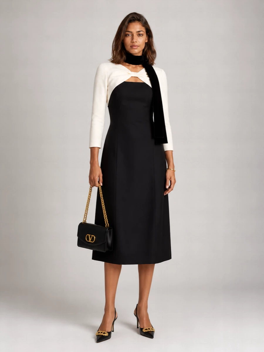 Valentino Garavani Silk Virgin Wool Midi Dress