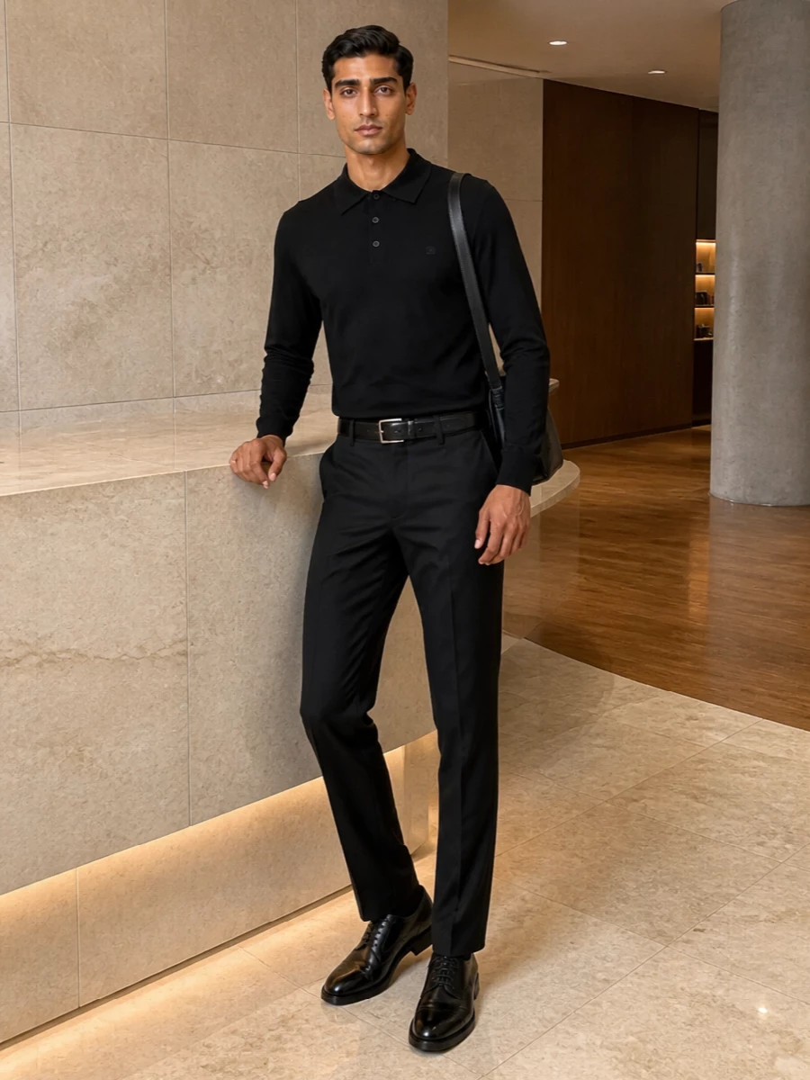 Dsquared2 black knit polo tailored trousers