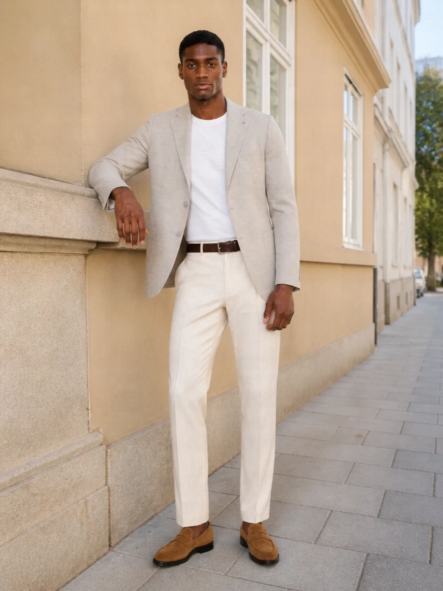 Tagliatore blazer pt torino cream trousers outfit
