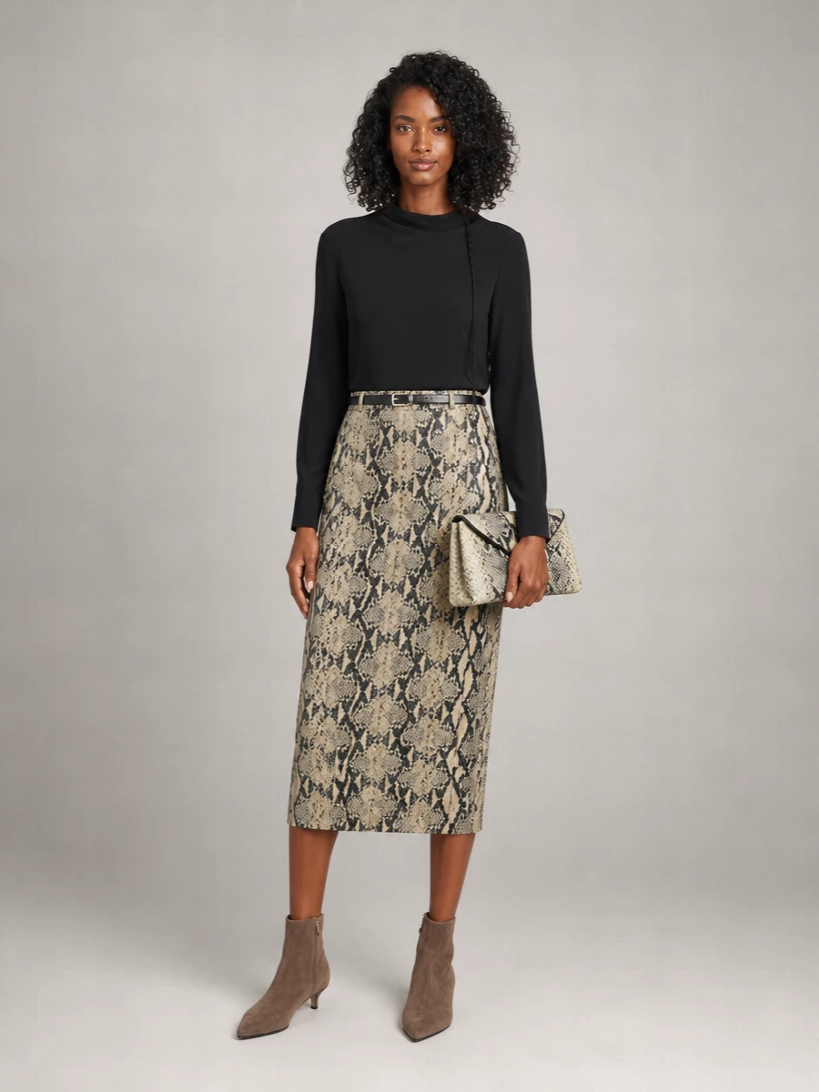 Alysi leather pencil skirt
